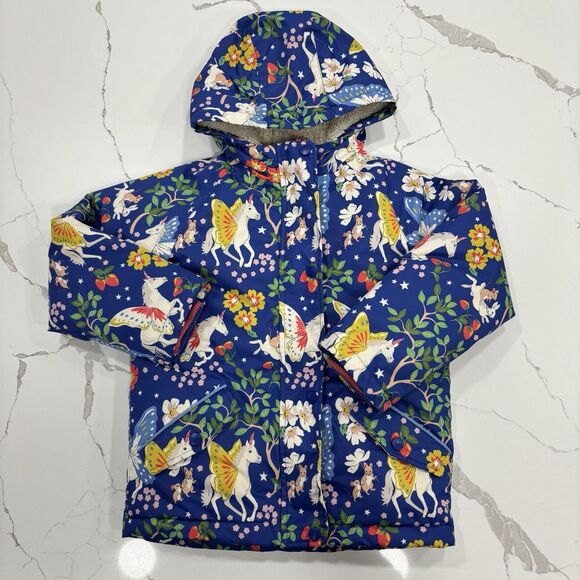 Mini Boden Jacket Girls Size 6-7 Unicorn Sherpa Lined Hooded - Picture 2 of 8